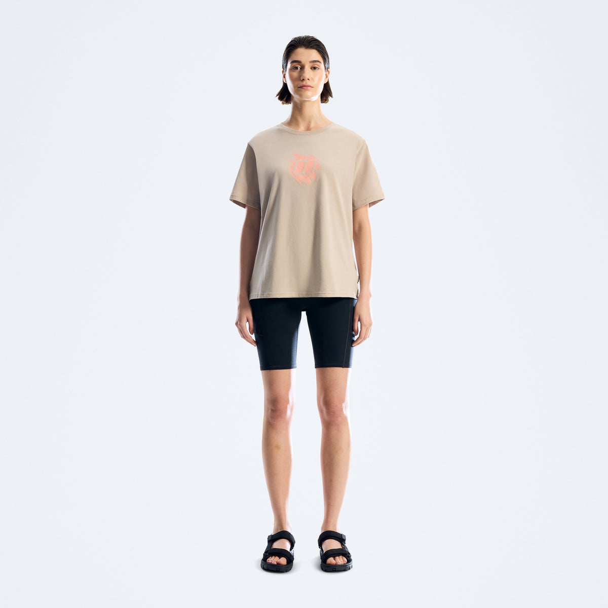 Damen-T-Shirt Essential mit Sketched-Blocks-Print – Grau
