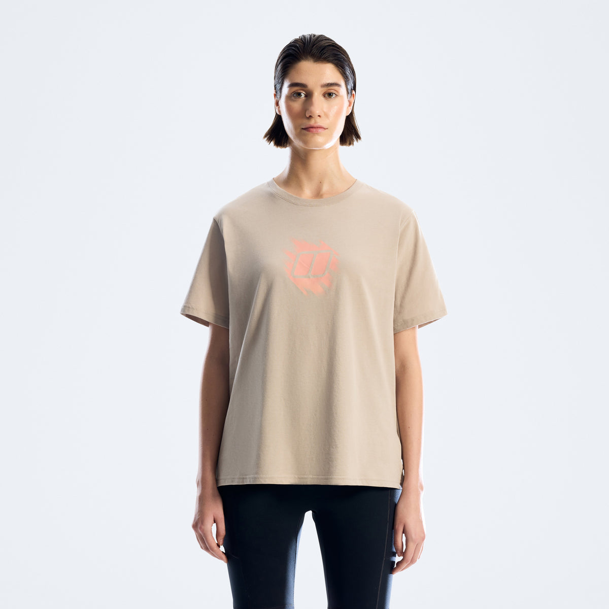 Damen-T-Shirt Essential mit Sketched-Blocks-Print – Grau