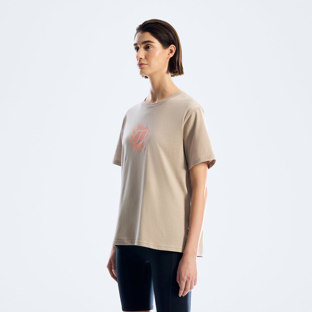 Damen-T-Shirt Essential mit Sketched-Blocks-Print – Grau