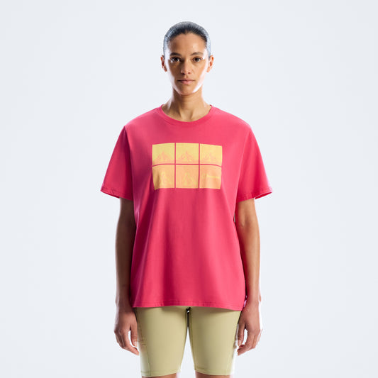 Essential T-Shirt mit Bergmotiv für Damen – Pink