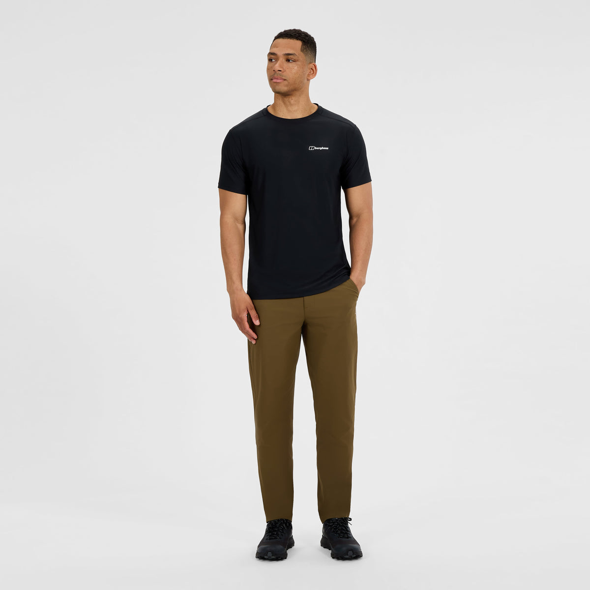Herren 24/7 Tech-Shirt mit Rundhalsausschnitt und Super-Stretch – Schwarz