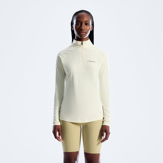 Damen 24/7 Half-Zip Langarm Tech-Shirt - Grau
