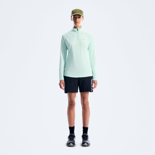 Damen 24/7 Half-Zip Langarm Tech-Shirt - Blau