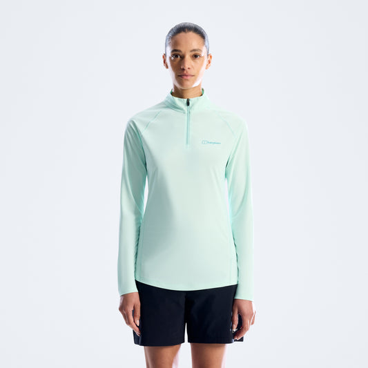 Damen 24/7 Half-Zip Langarm Tech-Shirt - Blau