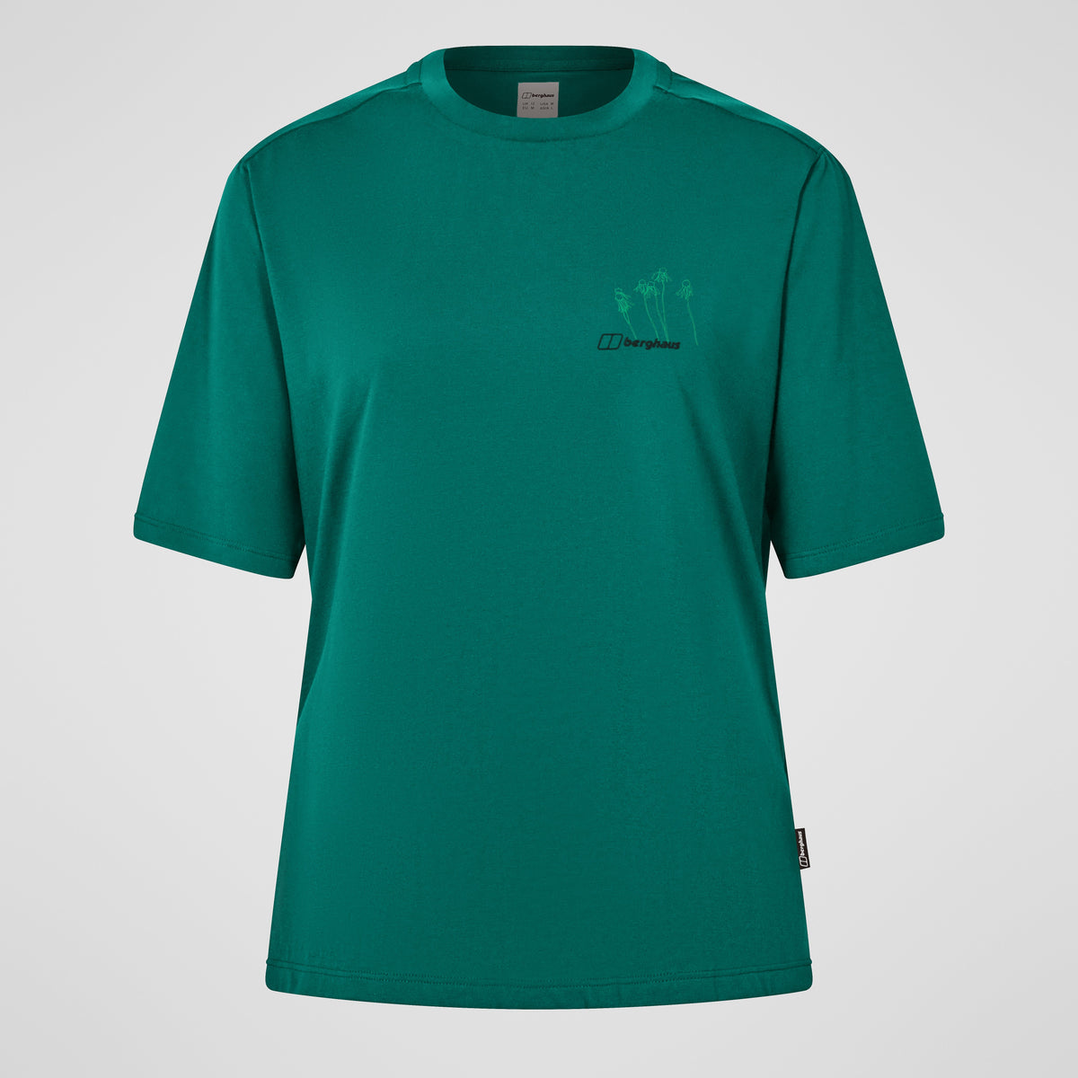 Damen-T-Shirt mit kurzem Arm und Sonnenhut-Motiv – Grün
