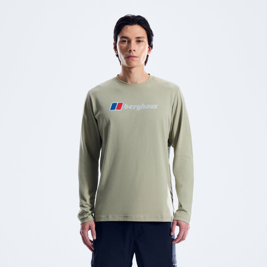 Herren-Langarmshirt mit großem Logo - Grün