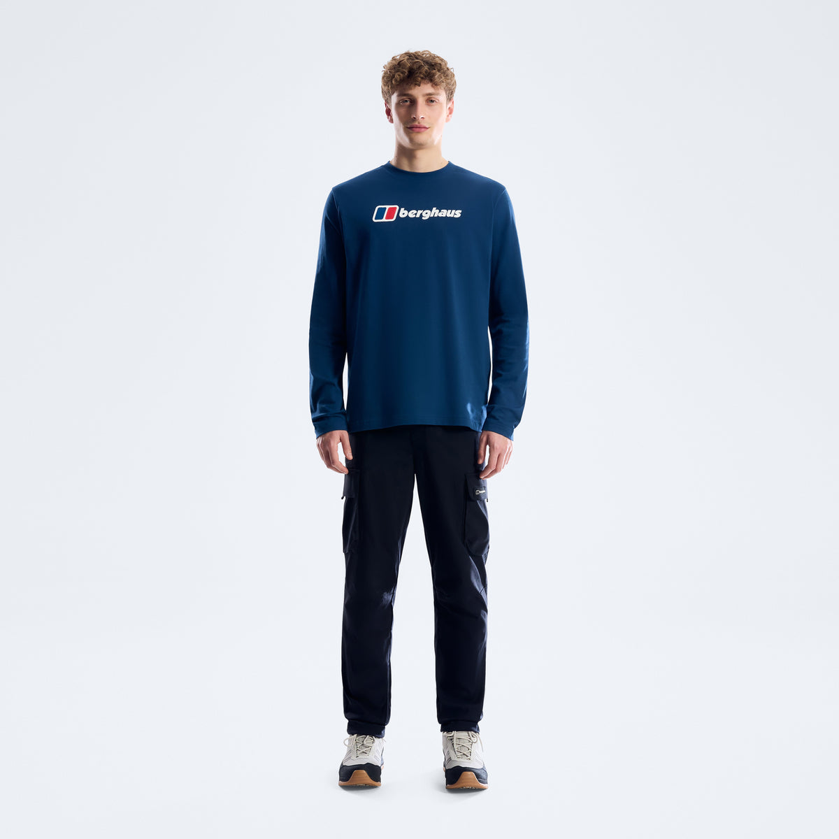 Herren-Langarmshirt mit großem Logo - Hale Navy