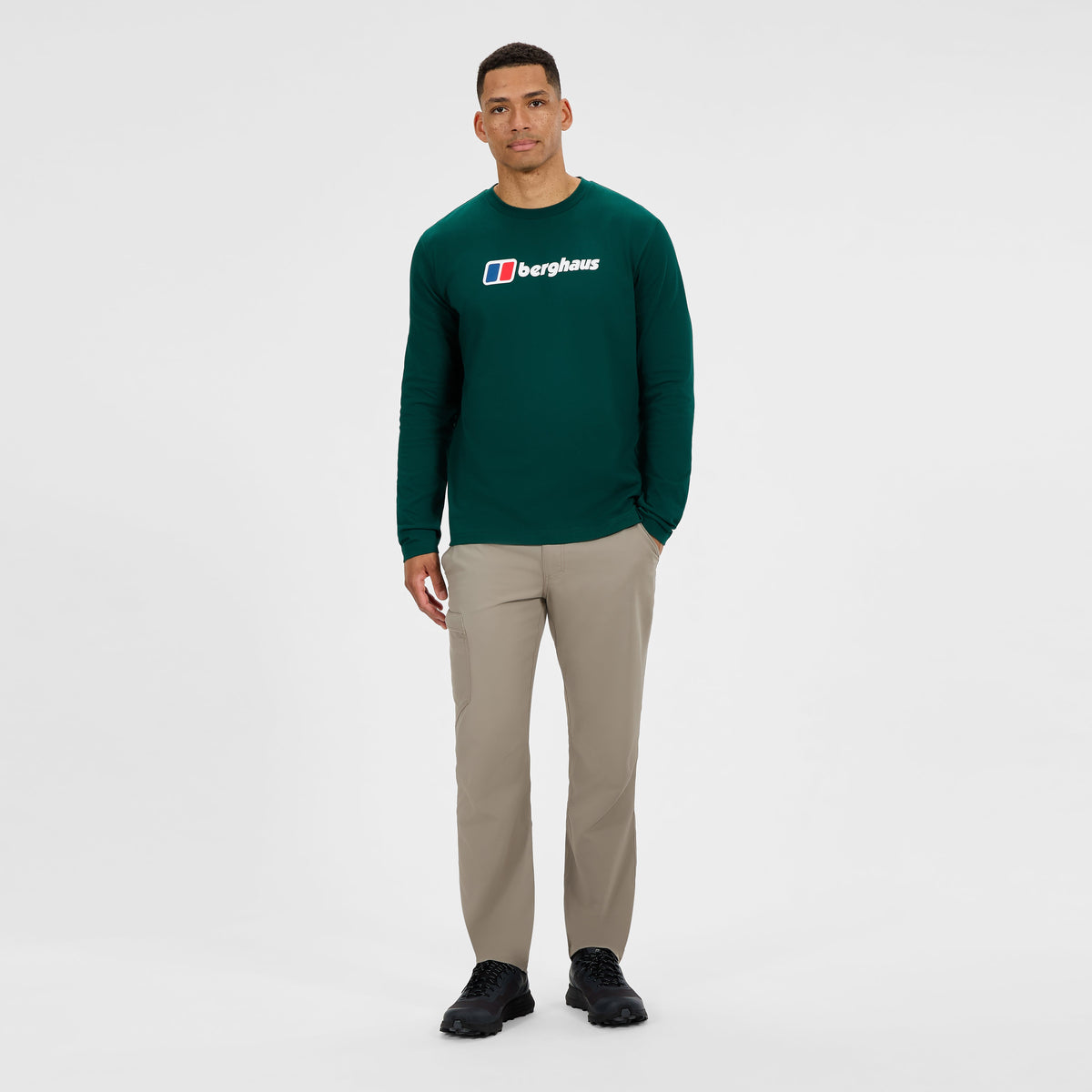 Herren Langarmshirt mit großem Logo - Grün
