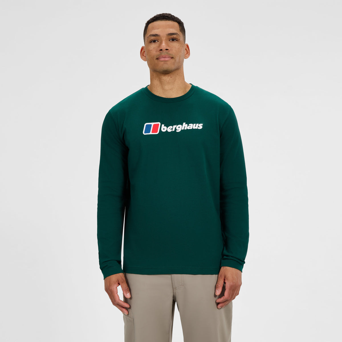 Herren Langarmshirt mit großem Logo - Grün
