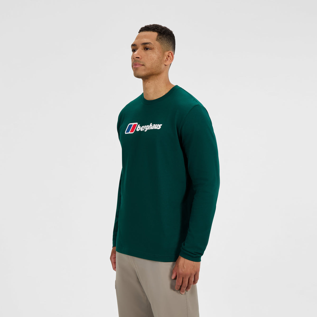 Herren Langarmshirt mit großem Logo - Grün