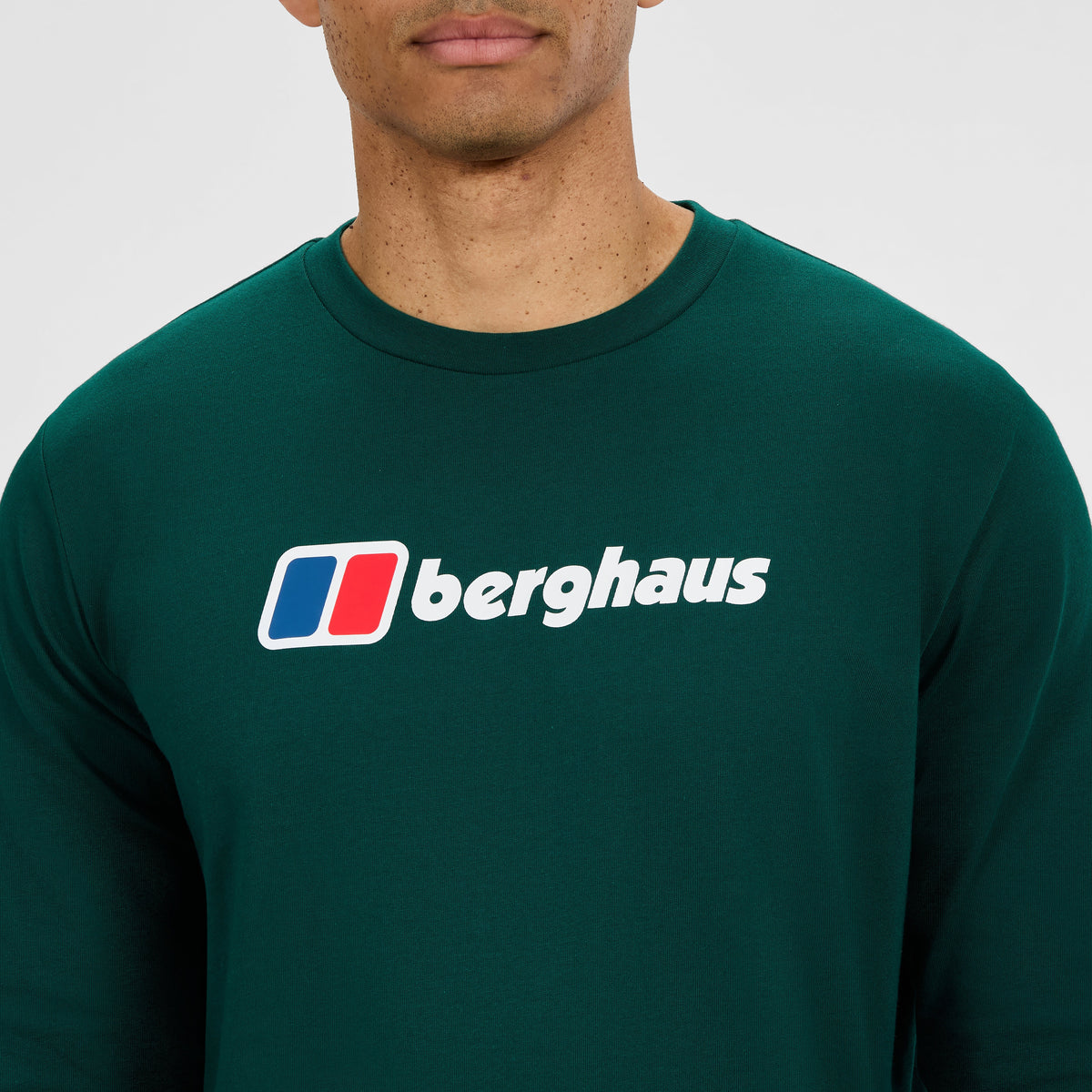 Herren Langarmshirt mit großem Logo - Grün