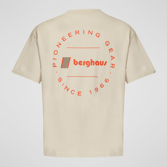 Unisex Pioneer T-Shirt mit kreisförmigem Logo – Stone